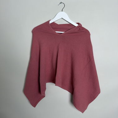 Haut poncho à capuche rose