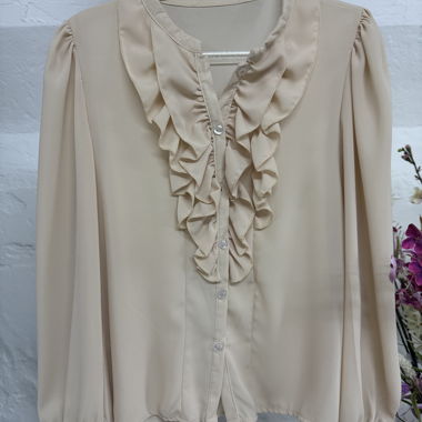 Camicia/be Blusa Beige con Balze