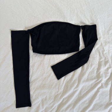 Black off-shoulder crop top