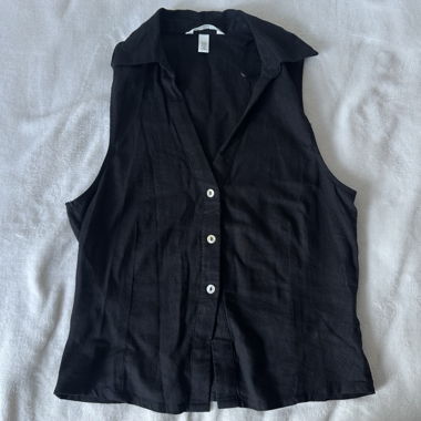 Camicia di lino nera senza maniche H&M XS