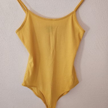 Yellow ribbed bodysuit