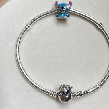 Stich Armband 925 Silber mit charm