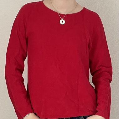Red Uniqlo 3D Knit Sweater 