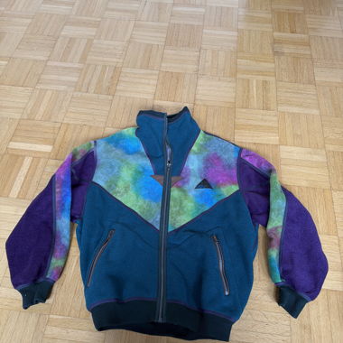 Bunte Vintage-Fleecejacke mit Reissverschluss