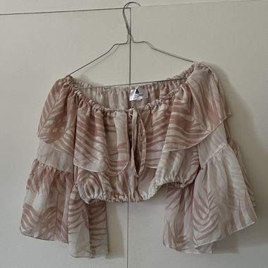 Pink Leaf Print Pants Top costume 