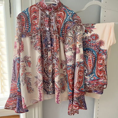 Paisley print blouse with matching trausers