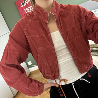 Red crop jacket
