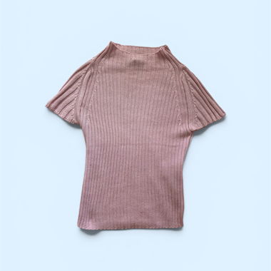 Top in maglia a costine rosa