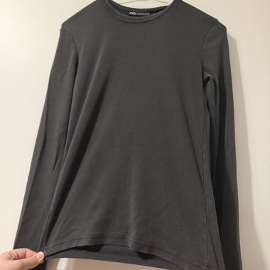 T-shirt à côtes manches longues ZARA gris Taille M