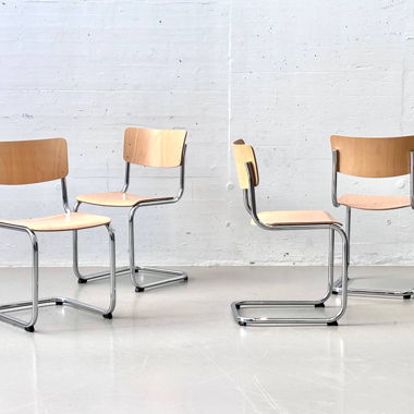 4x Thonet S43 Freischwinger by Mart Stam
