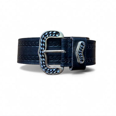 Ceinture en cuir noir vintage (convient à un tour de taille 80-95)