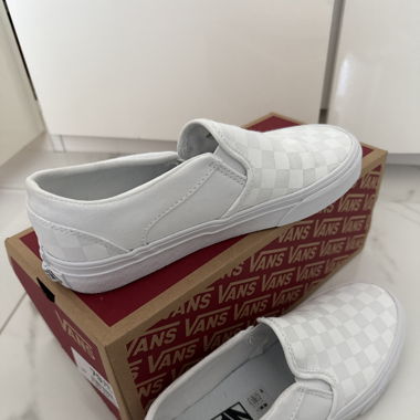 Vans Asher Slip-On (Checkerboard, White)