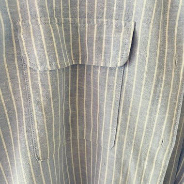 Linen/Cotton Shirt Dress – Light Blue Striped