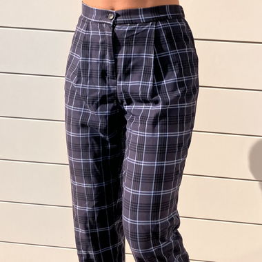 Pantalon à carreaux bleu marine