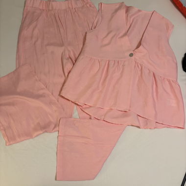 Pink linen-mix two-piece set