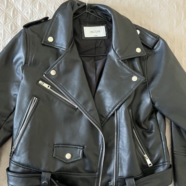 Black faux leather biker jacket
