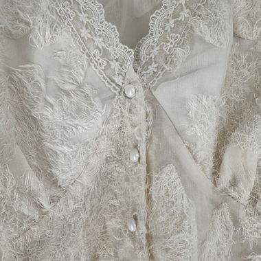 Blusa trasparente con bottoni in pizzo