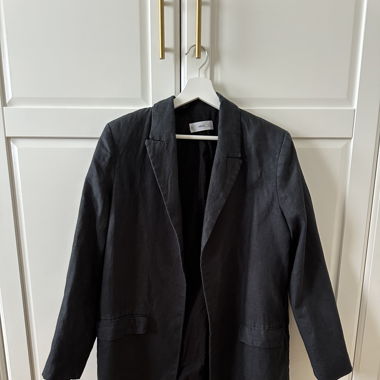 MANGO schwarzer Leinen-Sommerblazer XL