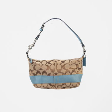 Sac bandoulière Coach à monogramme bleu ciel des années 2000