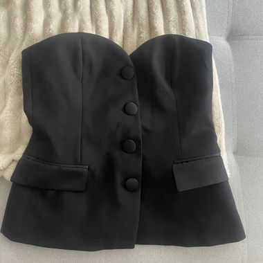 Black strapless top