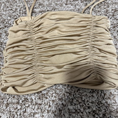 Beige Ruched Crop Top