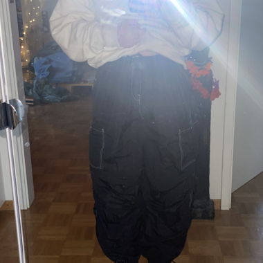 Black baggy cargo parachute pants