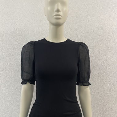 Black Top with Puff Sleeves