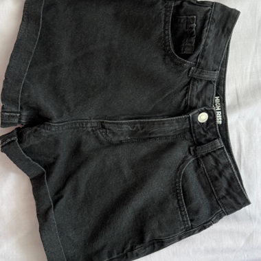 Black High Rise Denim Shorts