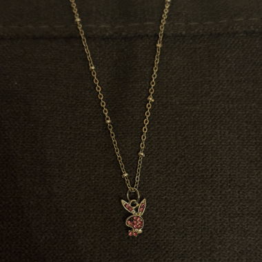 Häschen Kette silber mit rosa/pinkem Anhänger