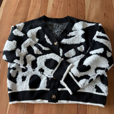 Cardigan in maglia nero e bianco