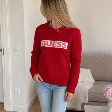 Pull en maille GUESS rouge
