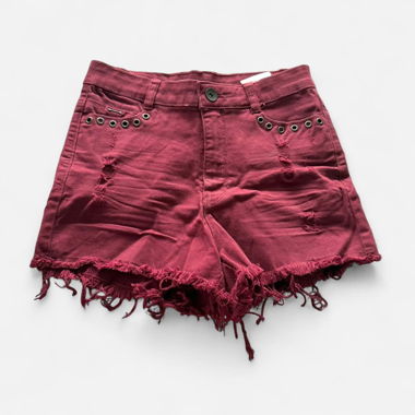 Bordeauxrote Jeansshorts