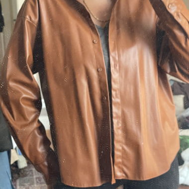 Brown faux leather shirt