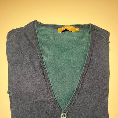 Cardigan verde e blu