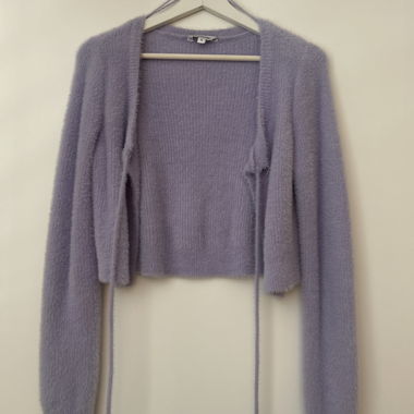 Cardigan in maglia lilla