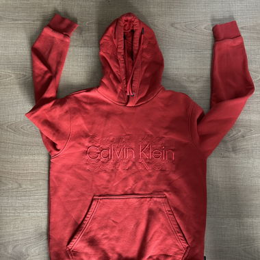 Felpa con cappuccio Calvin Klein rossa