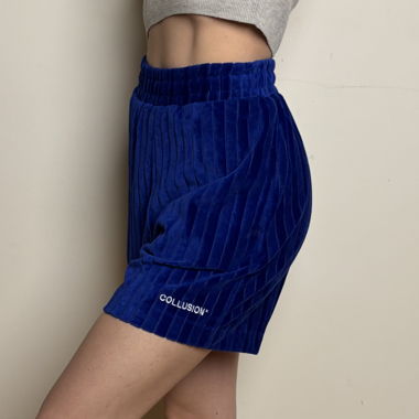 Royal Blue velvet ribbed shorts COLLUSION