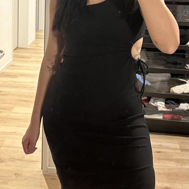 Black Midi Dress with Cut-Outs
