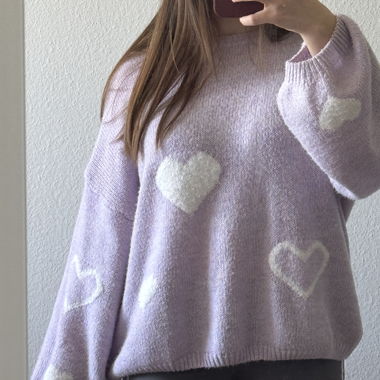 Maglione Cuore Lilla