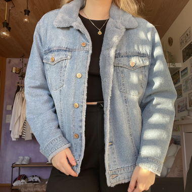 Only Jeansjacke mit Fell