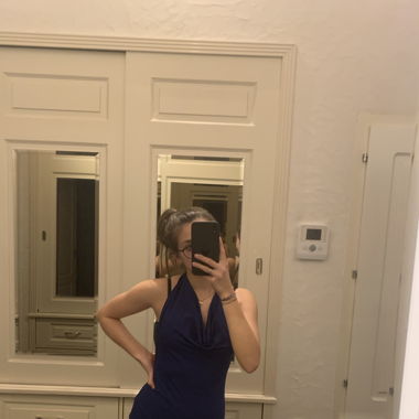 Robe bleue moulante dos nu, taille S