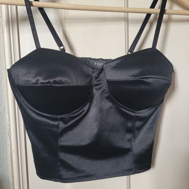 Black Satin Crop Top