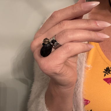 Black Statement Fantasy Ring with Obsidian Stone