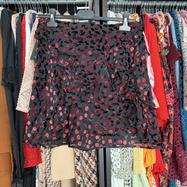 The Kooples jupe mini noire à pois rouges
