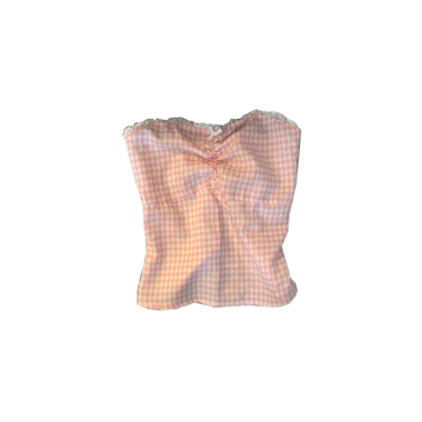 Pink Gingham coquette tube Top 