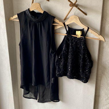 2er-Pack schwarze Abendtops