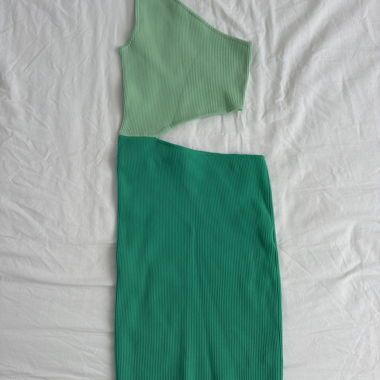 Asymmetrical Green Sheath Dress