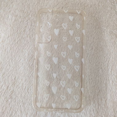 Smartphone case, clear with hearts, Samsung S22 