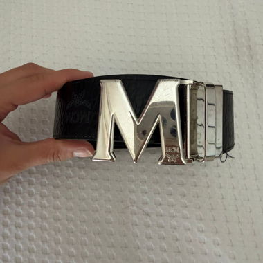 MCM Black Leather Belt