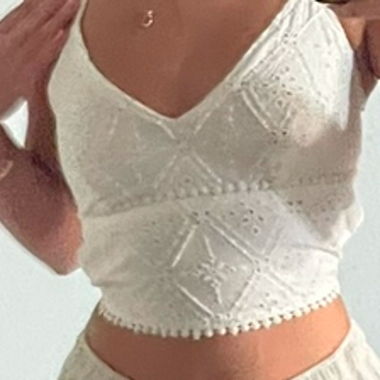 White Lace Crop Top with Lacing